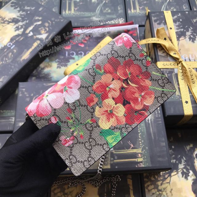 Gucci包 古馳女包 476432紅花玫瑰粉皮 Gucci真皮鏈條超迷你斜挎包  gudj1341